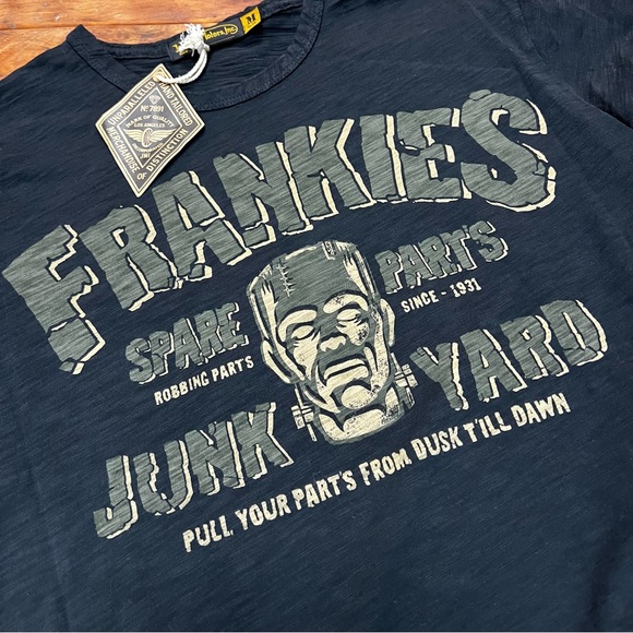 Johnson Motors “Frankie’s Junk Yard” vintage slub moto tee. NWT - Picture 2 of 4